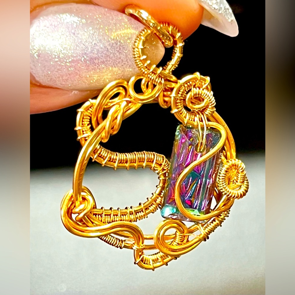 Swirls for girls-custom made bespoke pendant-with Astro/holographic crystal